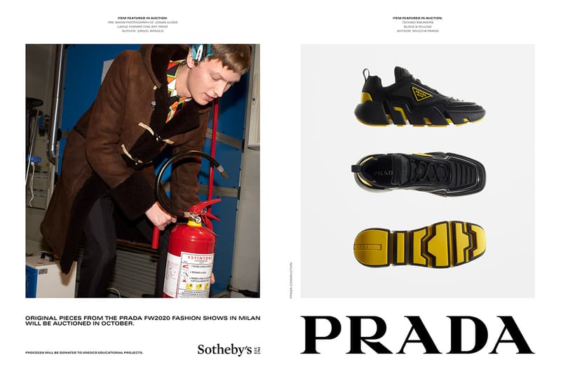 Prada fw20 Sothebys auction fall winter 2020 Italian menswear womenswear fashion runway unesco