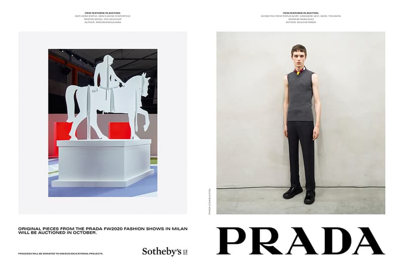 Prada fw20 Sothebys auction fall winter 2020 Italian menswear womenswear fashion runway unesco
