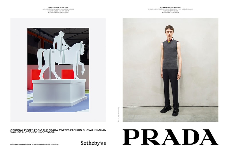 Prada fw20 Sothebys auction fall winter 2020 Italian menswear womenswear fashion runway unesco