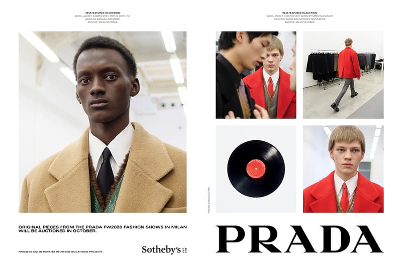 Prada fw20 Sothebys auction fall winter 2020 Italian menswear womenswear fashion runway unesco