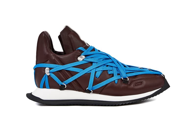 Rick Owens Maximal Runner "Burgundy" Blue Laces Fall Winter 2020 FW20 Sneaker Release Information Closer Look Lamb Leather Mega-Lace