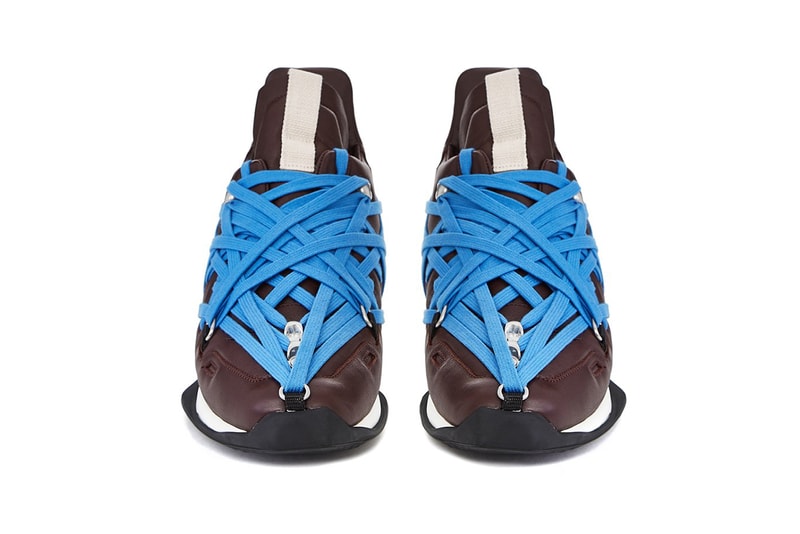 Rick Owens Maximal Runner "Burgundy" Blue Laces Fall Winter 2020 FW20 Sneaker Release Information Closer Look Lamb Leather Mega-Lace 