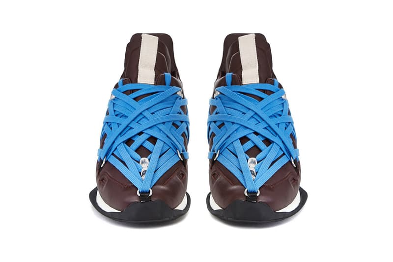 Rick Owens Maximal Runner "Burgundy" Blue Laces Fall Winter 2020 FW20 Sneaker Release Information Closer Look Lamb Leather Mega-Lace