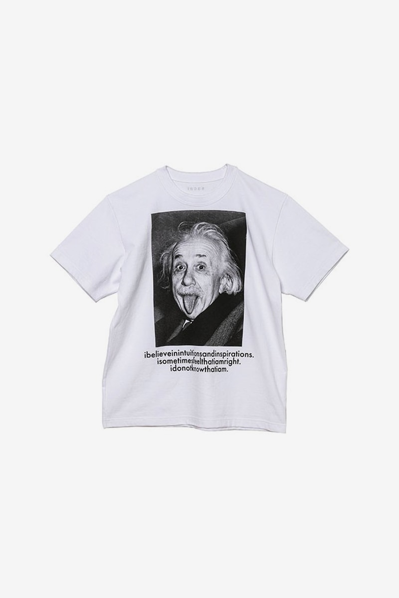 sacai Albert Einstein sticking tongue out photo iconic Monochromatic T Shirt Hoodies menswear streetwear spring summer 2020 collection capsule i believe in intuition and inspiration
