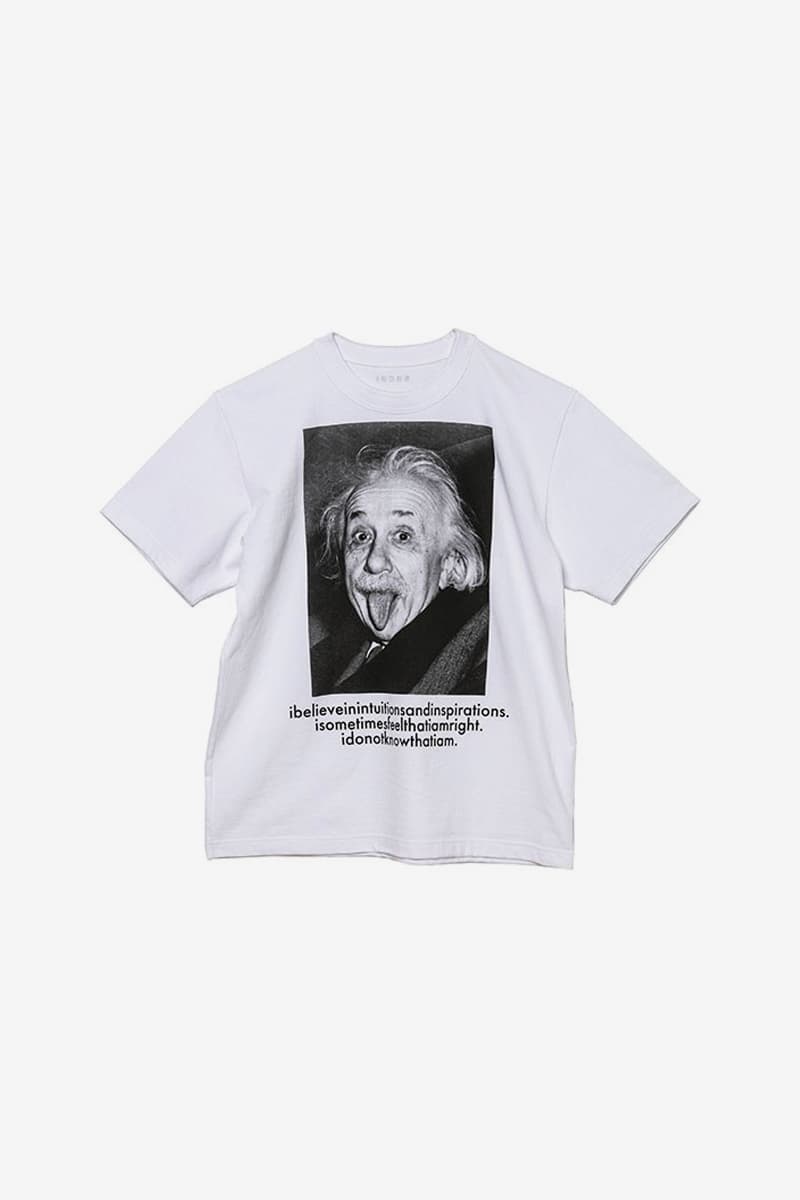 sacai Albert Einstein sticking tongue out photo iconic Monochromatic T Shirt Hoodies menswear streetwear spring summer 2020 collection capsule i believe in intuition and inspiration