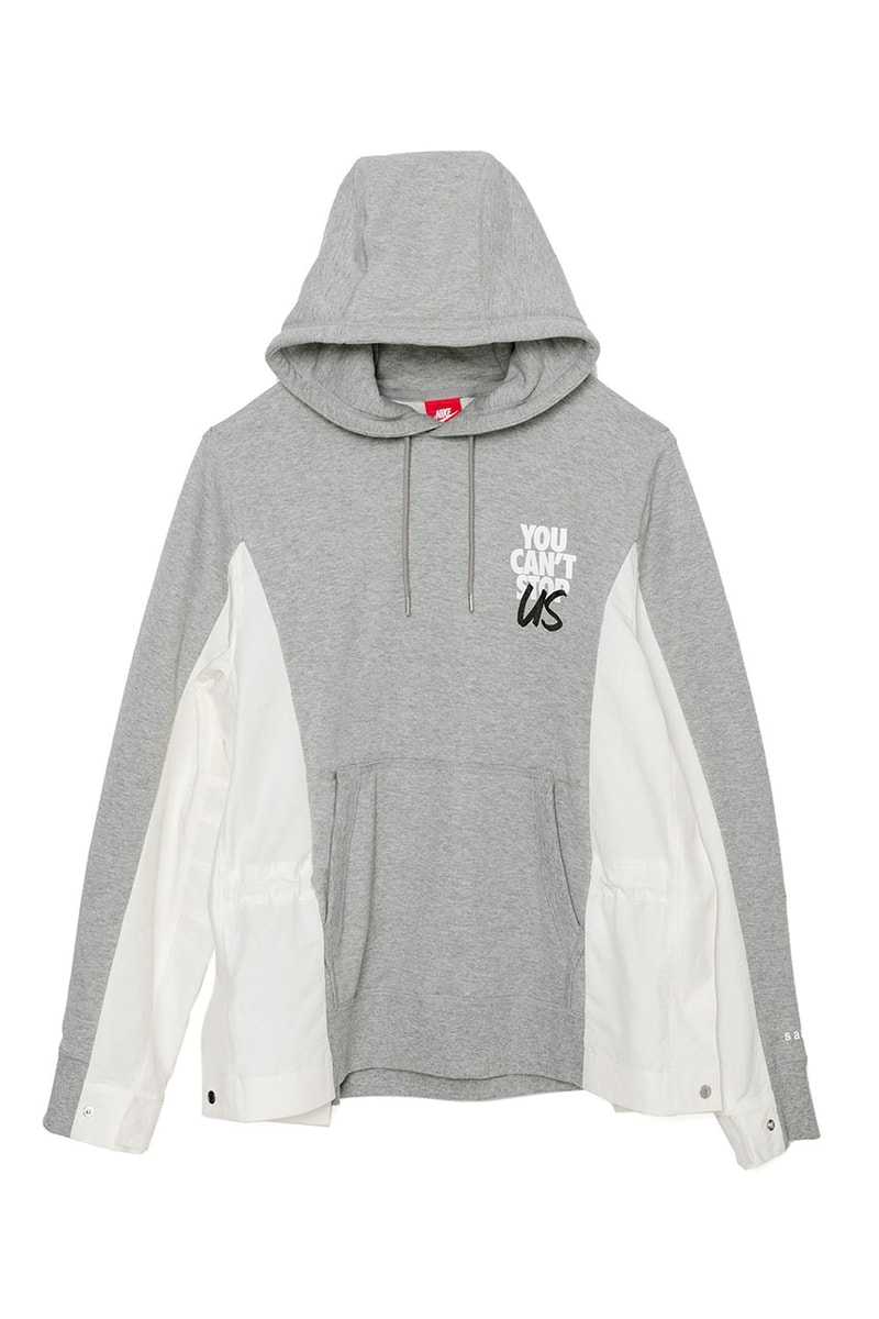 sacai x Nike "You Can't Stop Us" Collab Clothing pre order buy hoodie jacket tee shirt logo graphic print