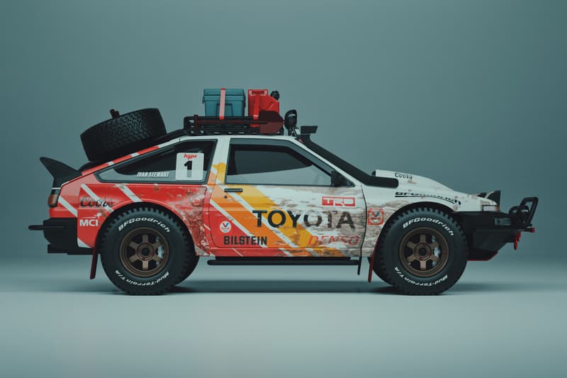 Stevo Chang Off-Road Toyoto AE86 Render Track Hype Trueno racing off-road baja livery Ivan Ironman Stewart