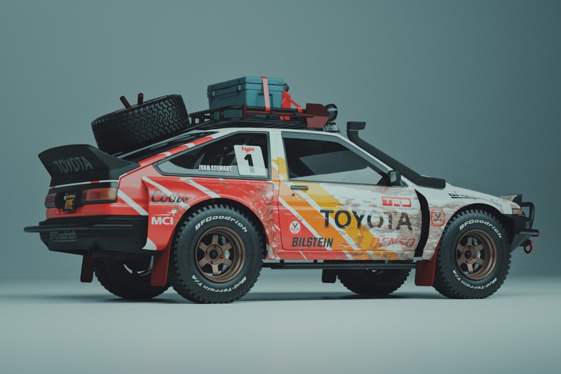 Stevo Chang Off-Road Toyoto AE86 Render Track Hype Trueno racing off-road baja livery Ivan Ironman Stewart