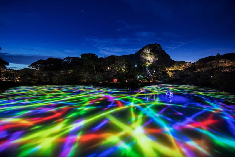 teamLab Annual Outdoor Exhibition in Japan Kyushu Forest of Mifuneyama "A Forest Where Gods Live" digital projections installations garden