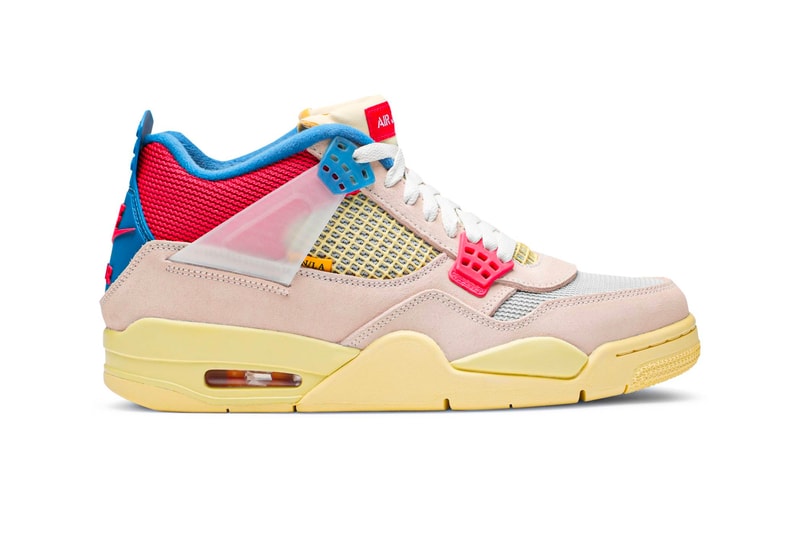 Union Air Jordan 4 Retro Guava Ice First Look dc9533-800 Full Release Info Buy Price Light Bone Brigade Blue Fusion Red