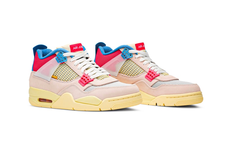 Union Air Jordan 4 Retro Guava Ice First Look dc9533-800 Full Release Info Buy Price Light Bone Brigade Blue Fusion Red