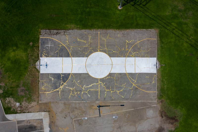 kintsugi basketball court victor solomon artworks sports art