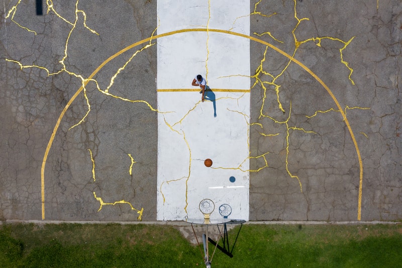 kintsugi basketball court victor solomon artworks sports art