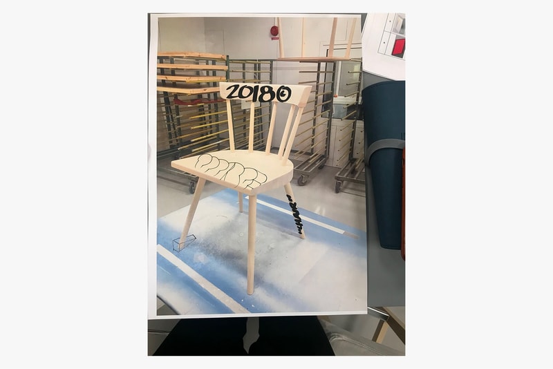 virgil abloh custom illustration signed markerad ikea chair anti racism black lives matter design yard sale auction charity