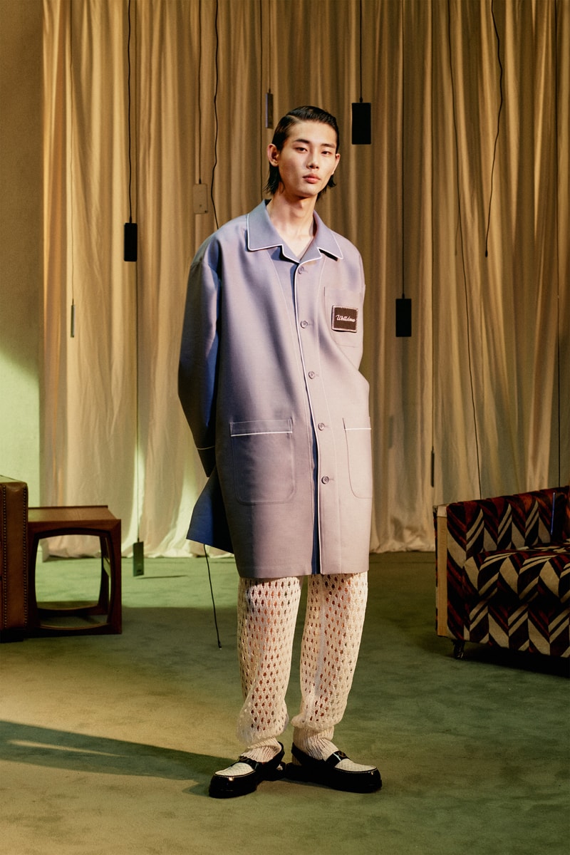 WE11DONE Spring/Summer 2021 Lookbook Preview paris fashion week digital online seaside beach breezy pastels shirts trousers blazers loungewear silk seashells