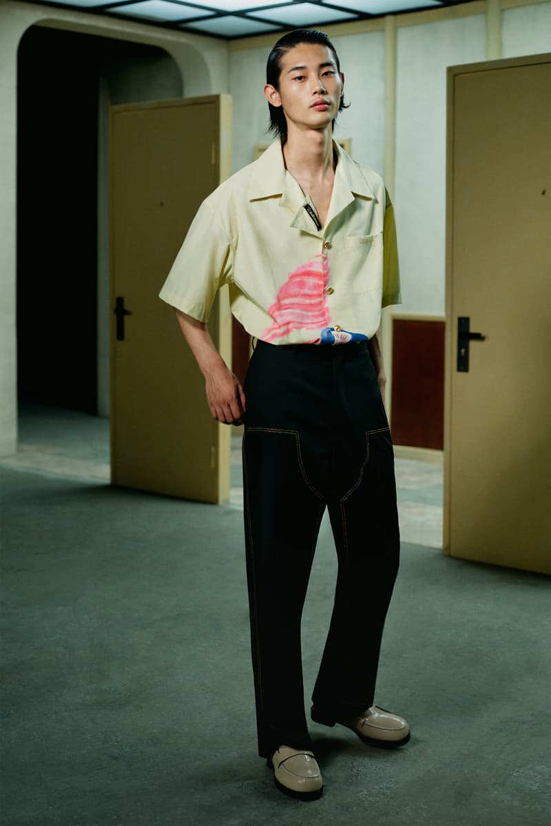 WE11DONE Spring/Summer 2021 Lookbook Preview paris fashion week digital online seaside beach breezy pastels shirts trousers blazers loungewear silk seashells