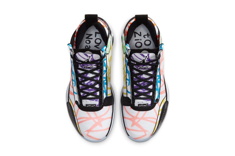 zion williamson air jordan brand 34 noah pe player exclusive edition white black purple red green orange yellow blue DA1897 100 official release date info photos price store list buying guide