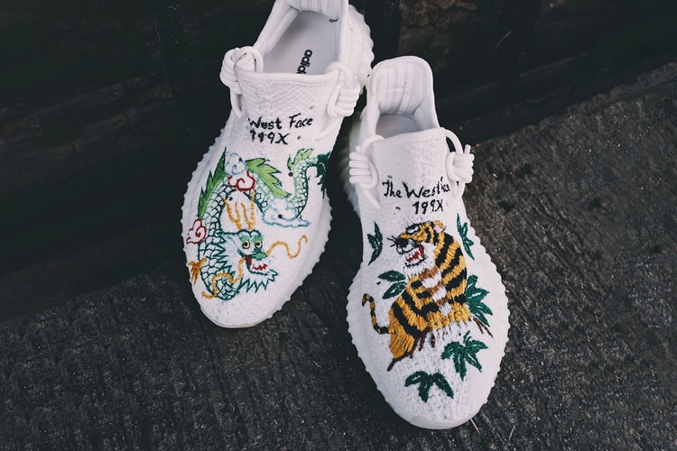 199X Customizes Yeezy 350 V2 With Souvenir Jacket Stitching