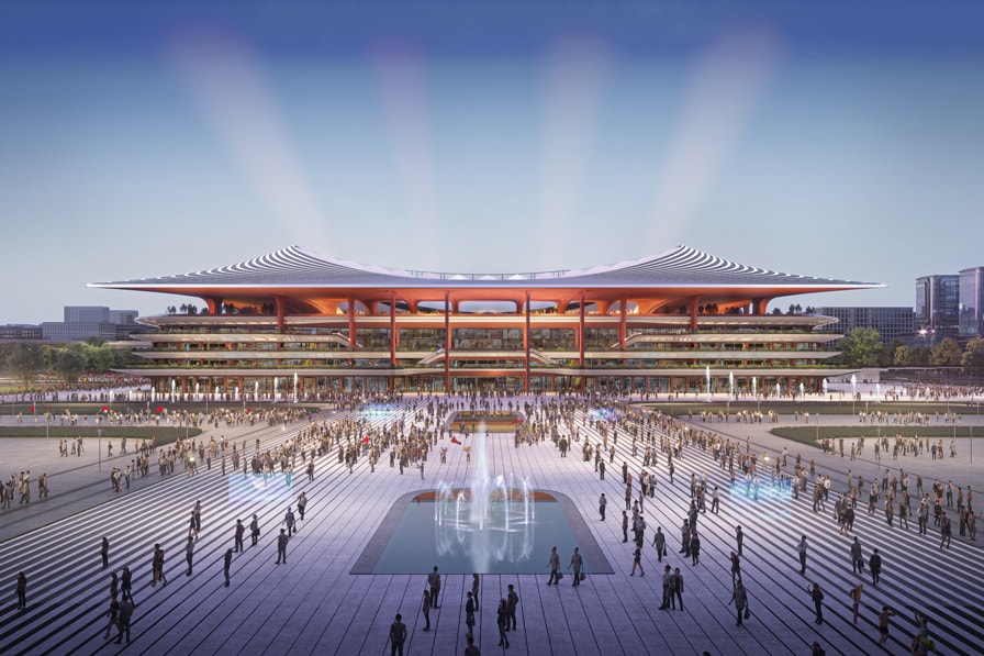 Zaha Hadid Architects Xi’an International Football Centre china fengdong new district render design layout soccer