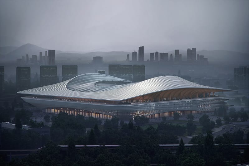 Zaha Hadid Architect's International Football Centre Warps Xi'an's Fengdong New District