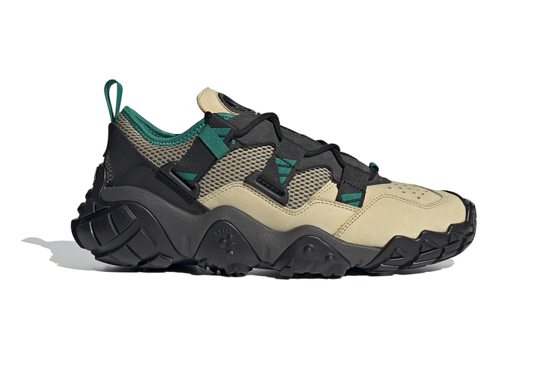 adidas FYW XTA "Sand/Core Black/Sub Green" FY0951 Fall/Winter 2020 Tactile Technical Footwear Drop Date Release Information Closer Look Utilitarian Chunky Old School Classic Three Stripes Hiking Trail Footwear Shoe Trainer  