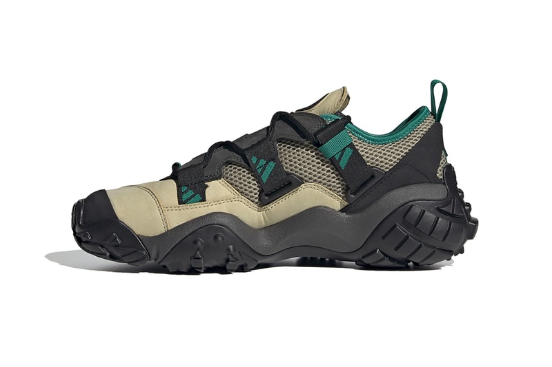 adidas FYW XTA "Sand/Core Black/Sub Green" FY0951 Fall/Winter 2020 Tactile Technical Footwear Drop Date Release Information Closer Look Utilitarian Chunky Old School Classic Three Stripes Hiking Trail Footwear Shoe Trainer  
