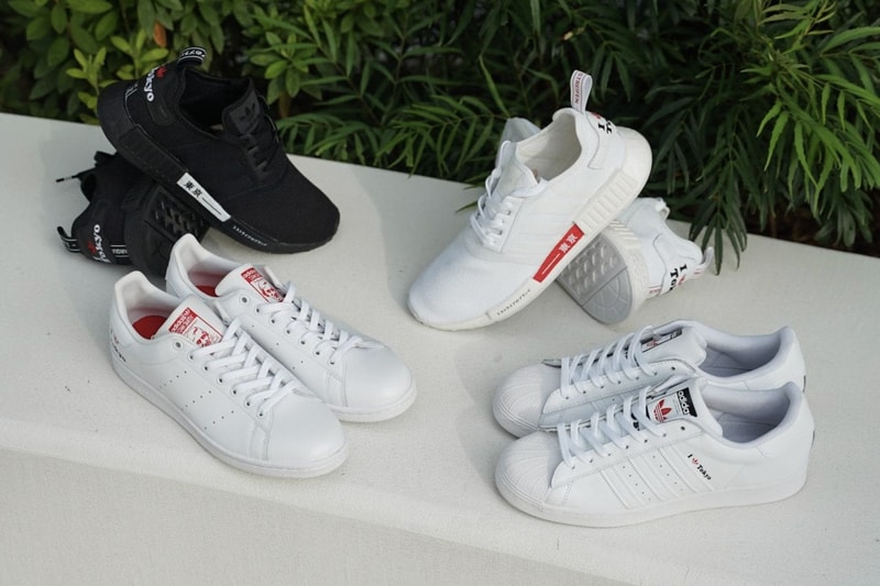 adidas Originals Stan Smith trainers in white and red
