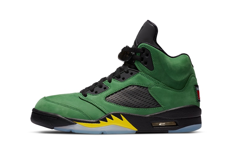 Official Look at the Oregon Ducks-Inspired Air Jordan 5 "Apple Green"