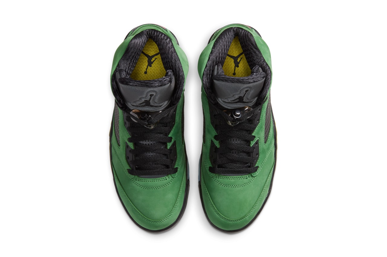 air jordan brand 5 apple green oregon inspire pe ck6631 307 black yellow strike official release date info photos price store list buying guide