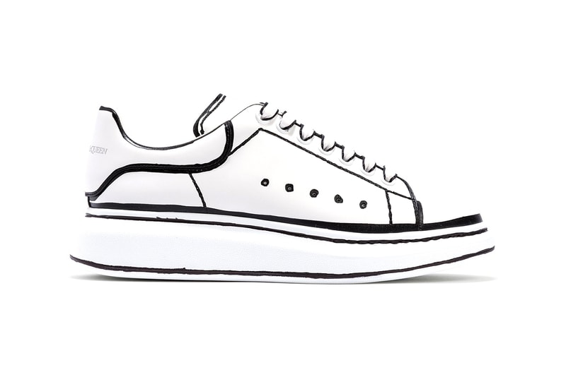 Alexander McQueen Oversized Sneaker "White/Black" Joshua Vides Inspired Look Aesthetic Marker Sharpie Pen Outline Shoes DIY Design Hand Drawn Classic Chunky Footwear HBX
