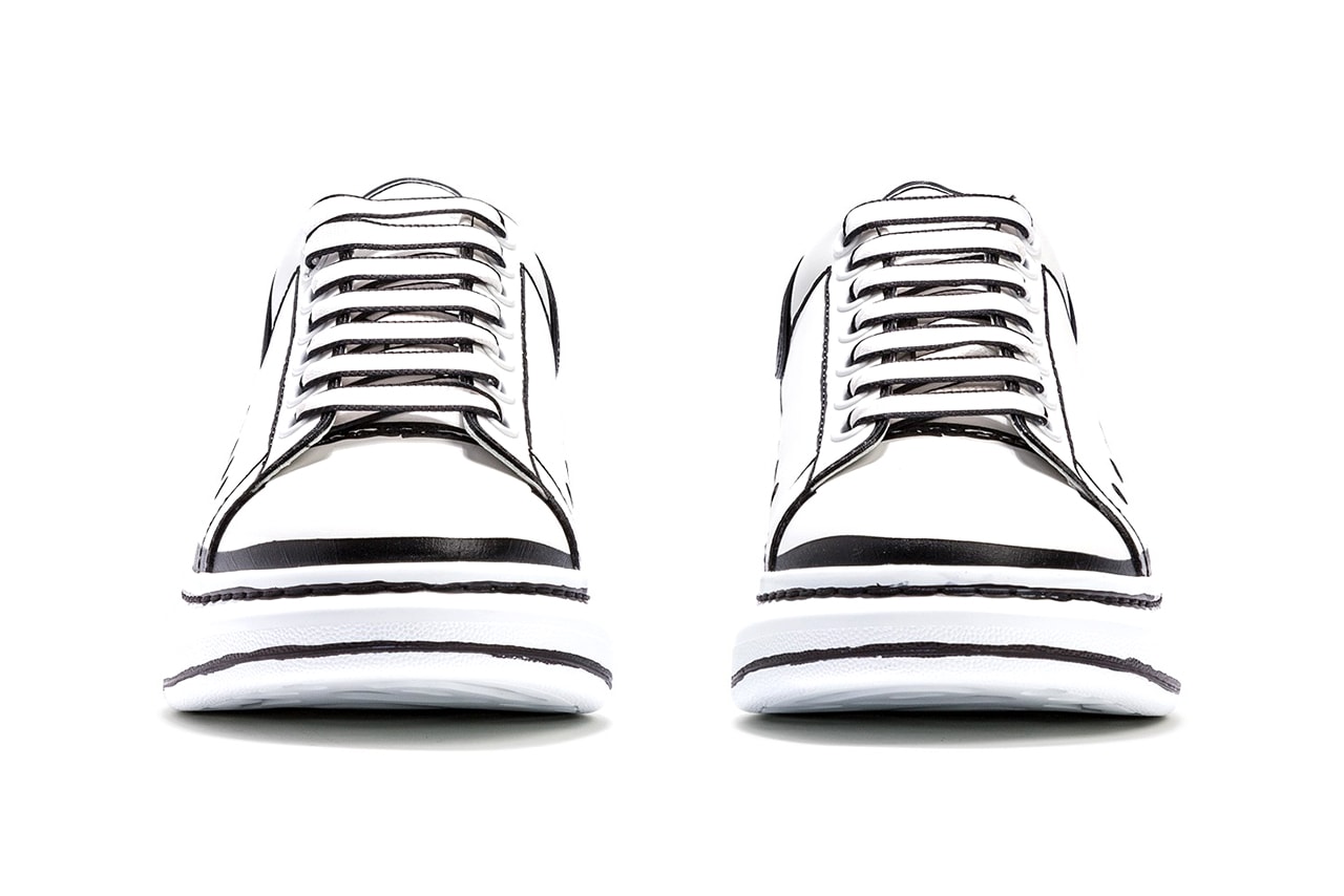 Alexander McQueen Oversized Sneaker "White/Black" Joshua Vides Inspired Look Aesthetic Marker Sharpie Pen Outline Shoes DIY Design Hand Drawn Classic Chunky Footwear HBX