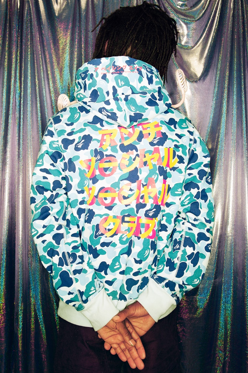 anti social social club bape fall 2020 collaboration capsule collection 1st camo green pink blue official release date info photos price store list buying guide