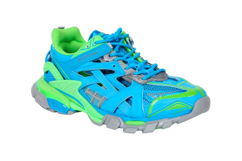 Balenciaga Track2 Blue Green Sneakers Release the Webster shoes kicks trainers footwear triple S 