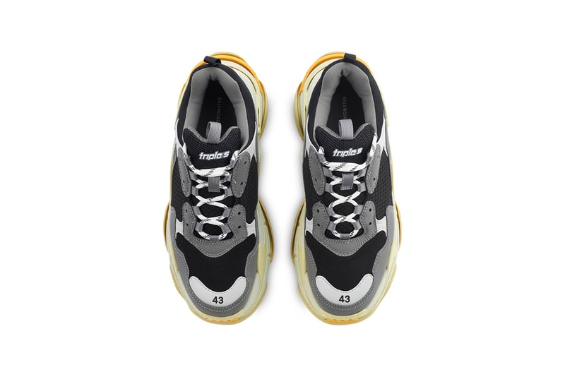 Balenciaga Triple S "Gray/Yellow" Release Information Drop Date Chunky Sneaker Demna Gvasalia Trends Footwear Suede Leather Mesh Sole Unit Stacked Cream Y2K Bulky