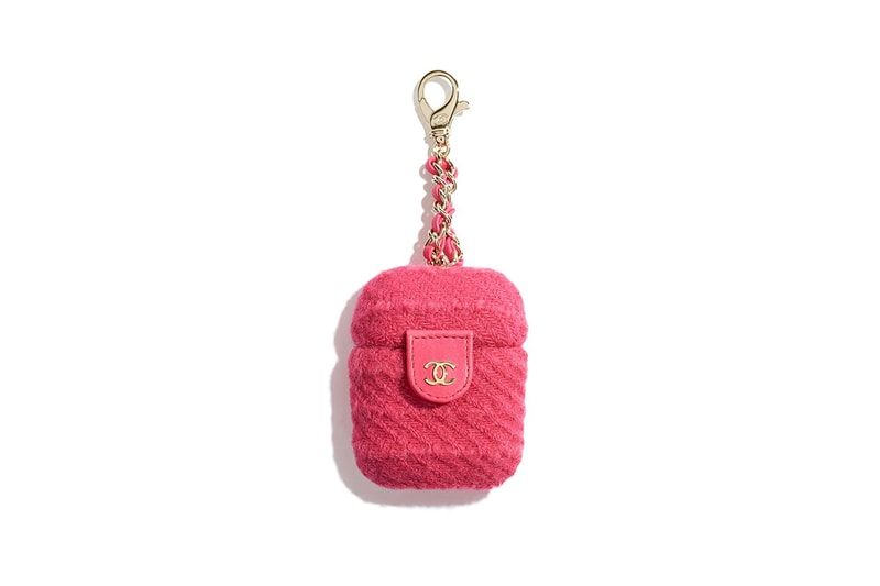 Chanel FW20 Small Luxury Leather Goods Apple AirPods Cases Virginie Viard French Fashion House Tech Accessories Carry Pouch CC Black Leather Hot Pink Tweed Quilted