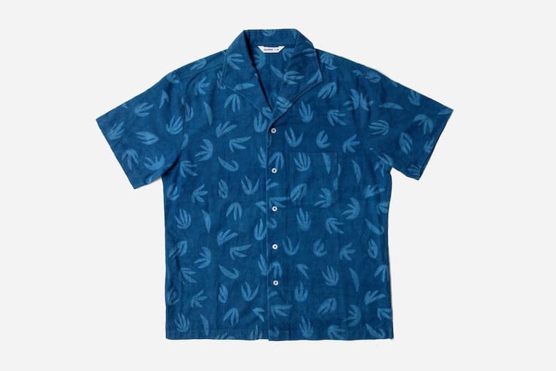 Cody Hudson x 3sixteen Capsule Collection Release leisure shirt bandana 'palm' print abstract plant forms indigo dyed custom