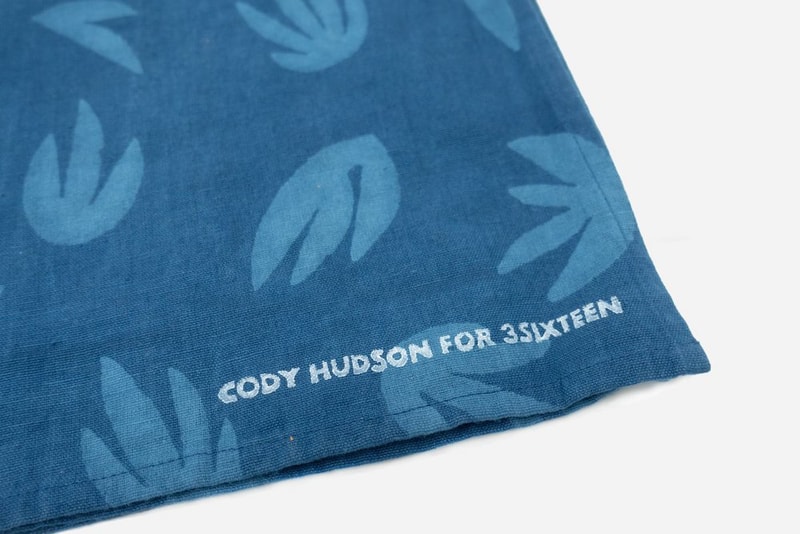Cody Hudson x 3sixteen Capsule Collection Release leisure shirt bandana 'palm' print abstract plant forms indigo dyed custom 