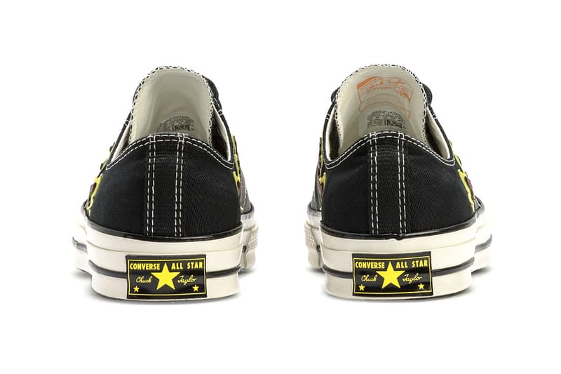 Converse Chuck 70 "Black/Speed Yellow/Egret" Flame Motif Leather Canvas Low Top Sneaker Footwear Shoe Trainer Release Information Drops Drop Date HBX Fire Pattern Print Top Stitching