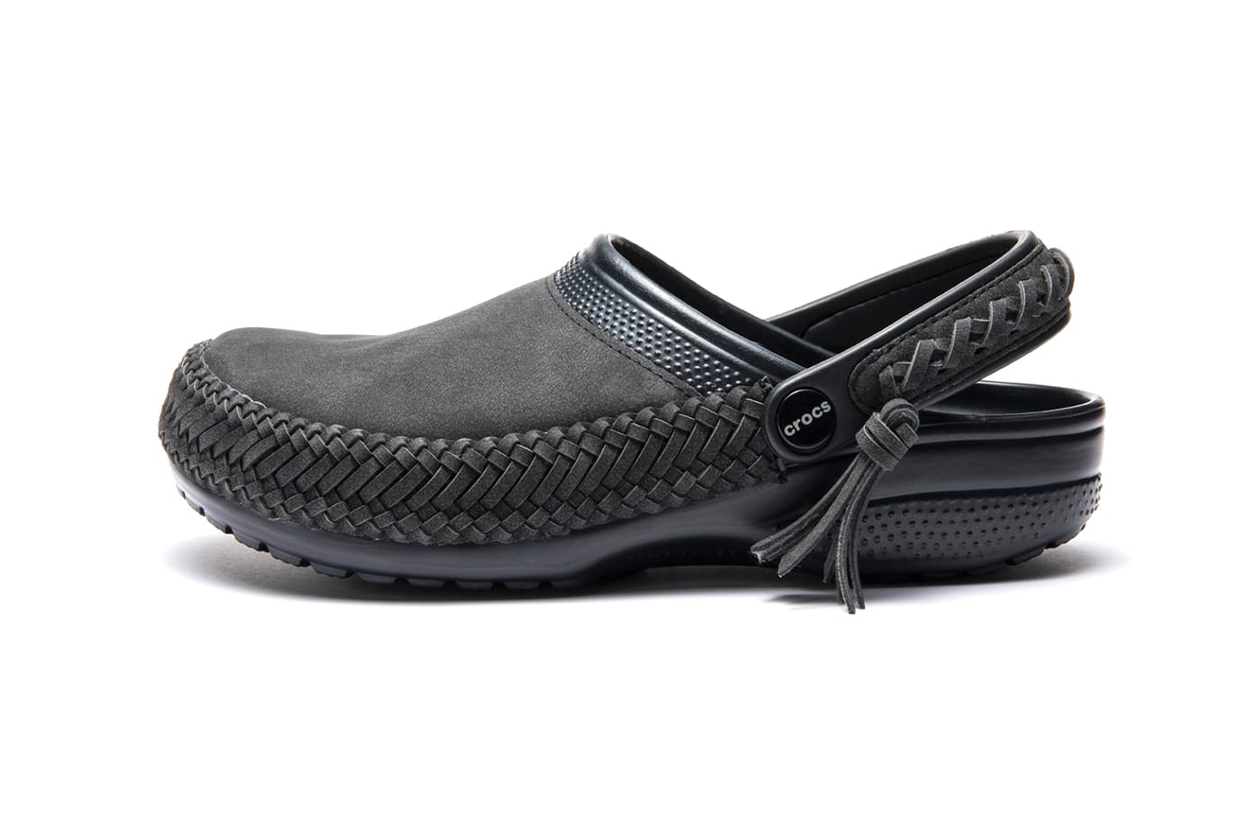 black leather crocs