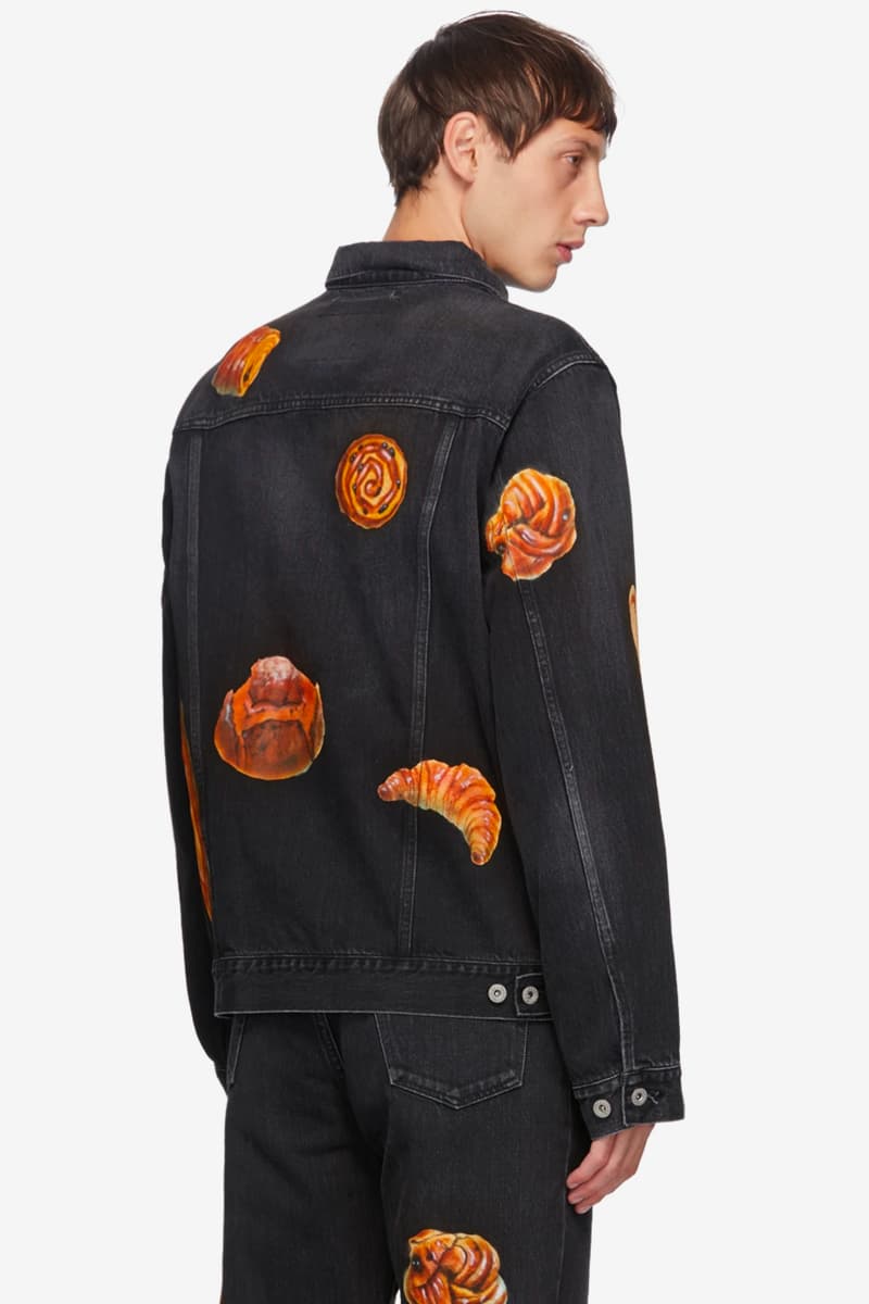 doublet Hand Painted Denim Food Jacket black indigo Boulangerie croissant danish baguette sushi pastry tamago ikura ebi maki roll saba