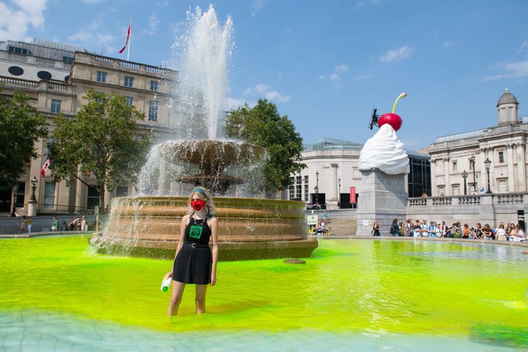 Activists Dyed Trafalgar Square Fountains to Protest COVID-19 Deaths in Brazil