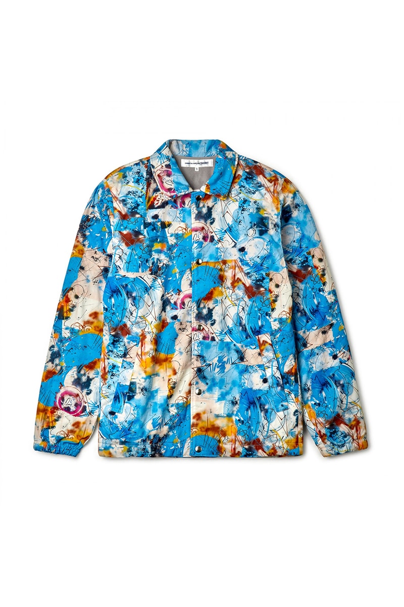 Futura x COMME des GARÇONS SHIRT Fall/Winter 2020 Collection Collaboration Release Drop Closer Look Shirts Mens Tote Bags Coach Jacket T-Shirts FW20 Rei Kawakubo Graffti Colorful Print 