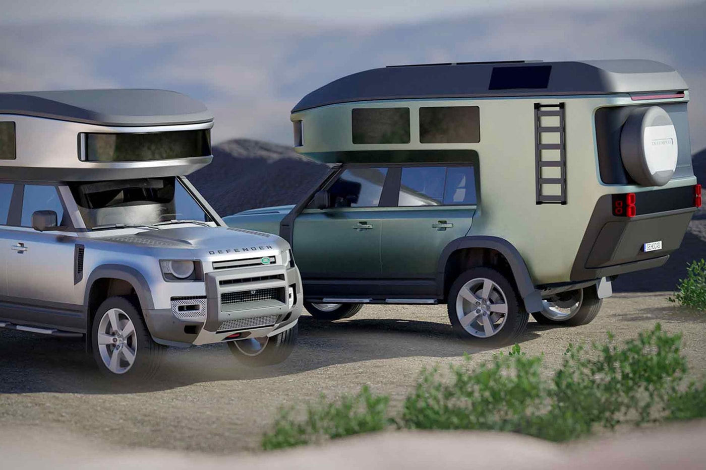 GehoCab New Land Rover Defender Camper outdoors German Land Rover Trailers 