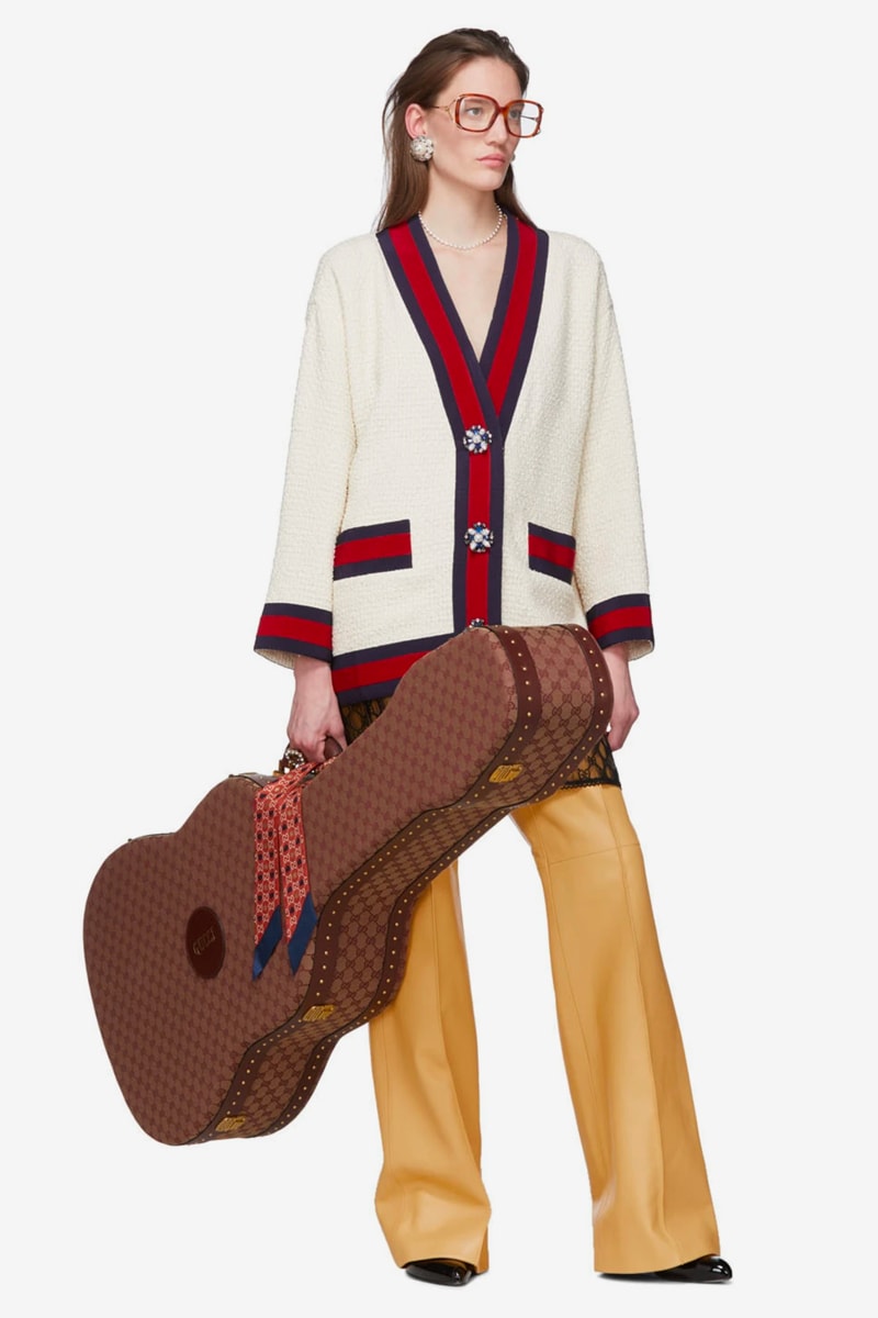 Gucci Burgundy and Tan Ophidia Guitar Case Release SSENSE 201451F050587 music guitars 