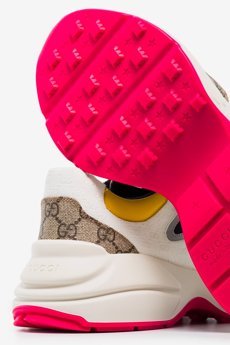 Gucci Multicoloured Rhyton GG Monogram Sneakers Release Browns Fashion sneaker kicks trainers luxury shoes