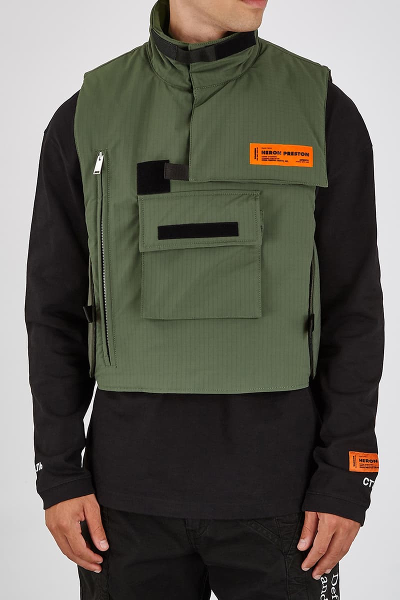 Heron Preston ripstop gilet green army shell functional outerwear coats designer gilets for autumn winter 2020