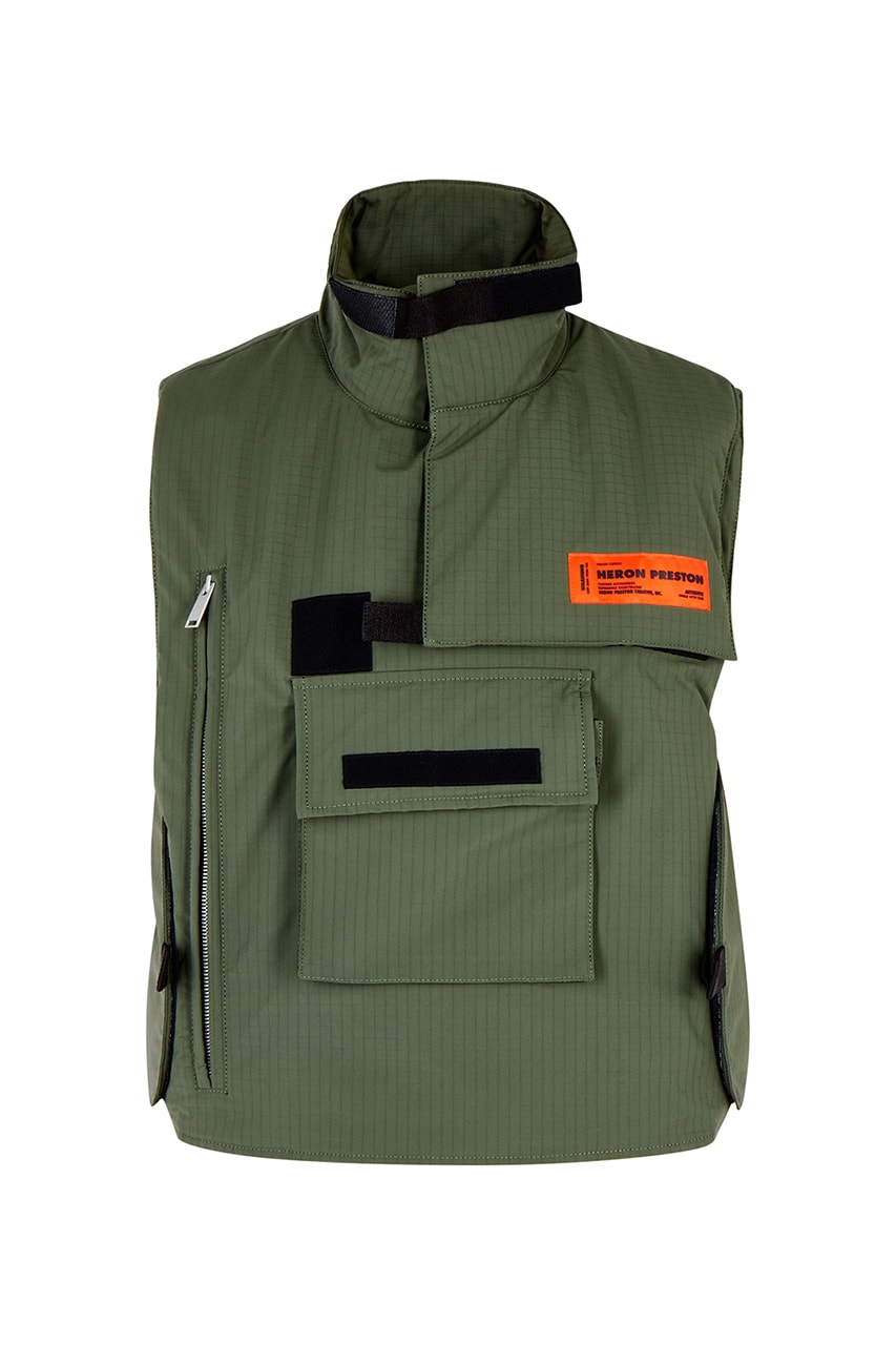 Heron Preston ripstop gilet green army shell functional outerwear coats designer gilets for autumn winter 2020