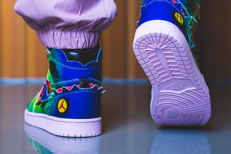 Um olhar detalhado no tênis Air Jordan 1 Retro High OG x J Balvin 7 J Balvin Air Jordan 1 Retro High OG menswear streetwear spring summer 2020 collection artist rapper hip hop pop latin ss20 nike swoosh sneakers footwear