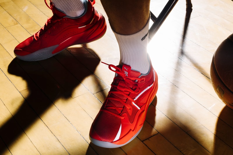 j cole dreamville puma hoops rs dreamer basketball shoe sneaker all red silver white release date info photos price store list buying guide Danny Green Kyle Kuzma Derrick Jones Jr skylar diggins smith Katie Lou Samuelson
