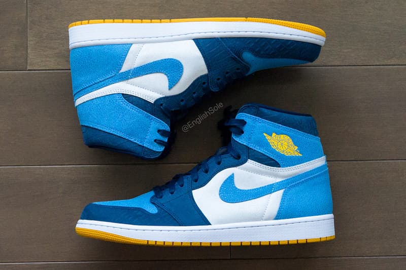 Jordan Brand Air Jordan 1 "Marquette" PE Player Exclusive 1 of 40 Super Rare Sneaker Basketball AJ1 Blue Yellow Faux Stingray Croc Leather Suede University of Milwaukee Health Science